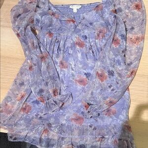 Floral Sheer Blouse - Lavender and Rose